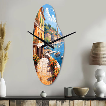 La Dolce Italian Beachside I - Asymmetric Metal Wall Clock